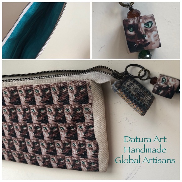 Datura Art Handmade Global Artisans Cat Pouch